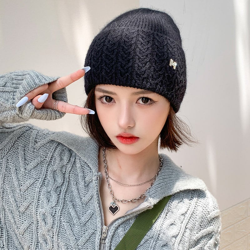 Women's Warm Knitted Wool Hat for Autumn and Winter