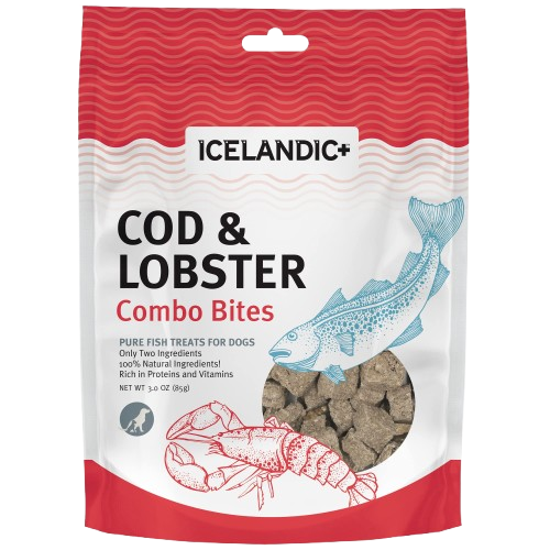 ICELANDIC PLUS: Cod and Lobster Combo Bites Fish Dog Treats, 3 oz
