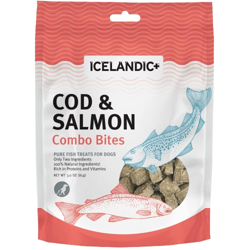 ICELANDIC PLUS: Cod and Salmon Combo Bites Fish Dog Treats, 3 oz