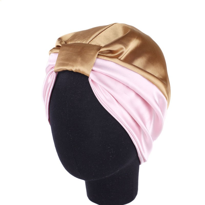 2019 Double Layer Satin Hair Scarf Sleep Cap