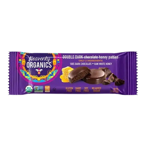 HEAVENLY ORGANICS: Double Dark Chocolate Honey Patties 3Pk, 1.16 oz
