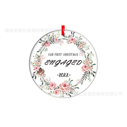 Double-Sided Printed Ceramic Christmas Bauble Ornament