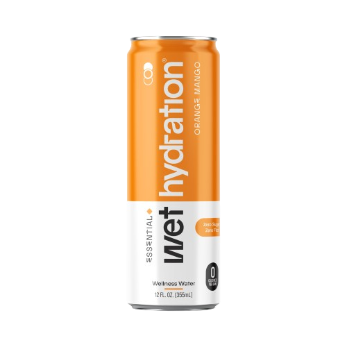 WET HYDRATION: Orange Mango Ginger Turmeric Wellness Water, 12 fo