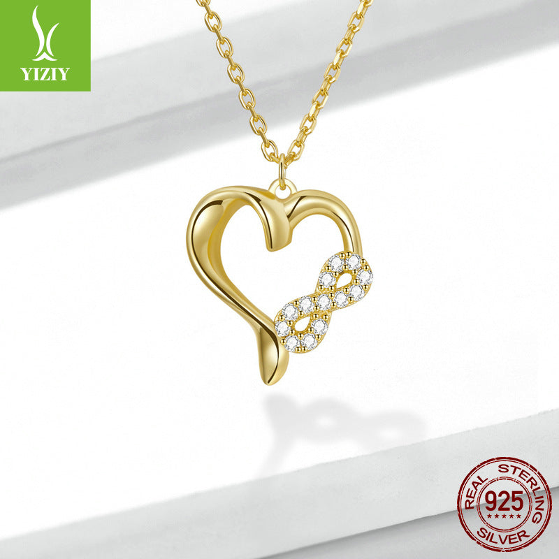 New Infinite Love Heart Gold-Plated Necklace BSN236