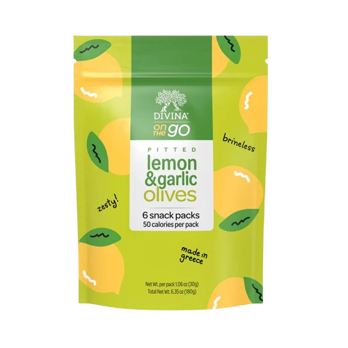 DIVINA: On The Go Pitted Lemon and Garlic Olives, 6.3 oz