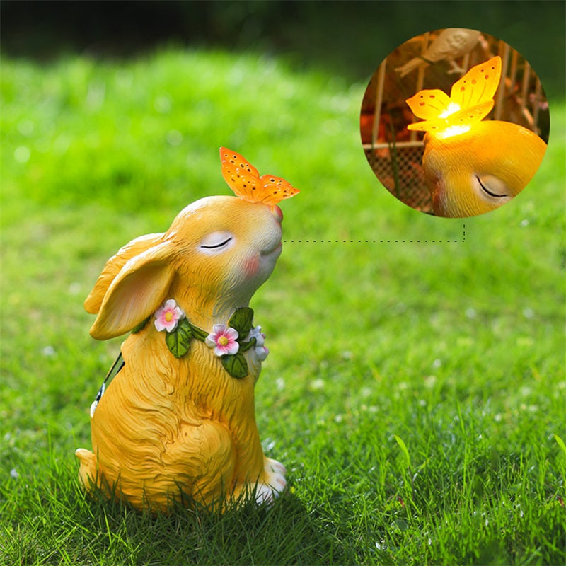 Solar Powered Rabbit Shaped Butterfly Garden Ornament