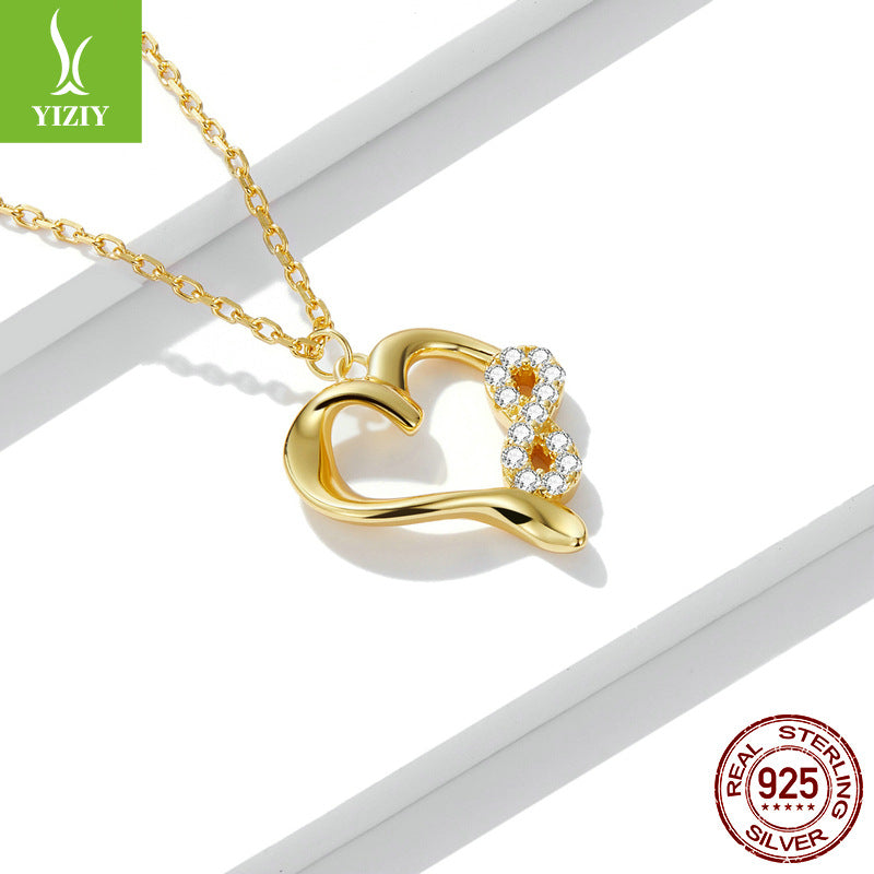 New Infinite Love Heart Gold-Plated Necklace BSN236