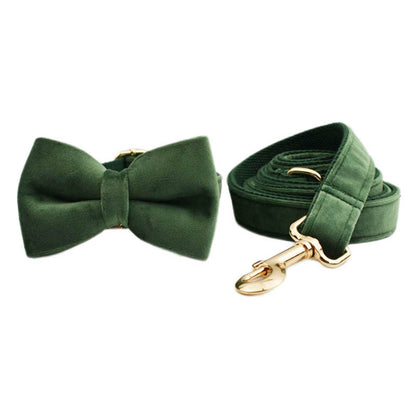 Velvet Pet Collar with Traction Rope