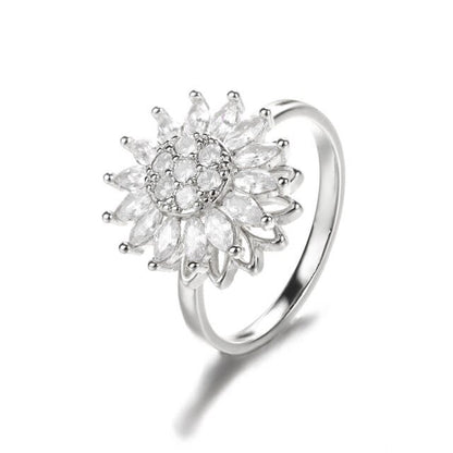 Rotating Sunflower Ring for Anxiety Relief (Women)