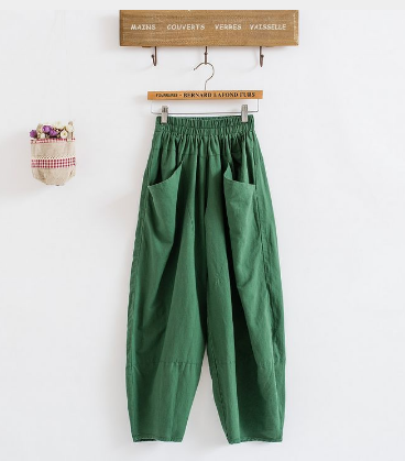 Cotton-Linen Casual Wide-Leg Lantern Pants