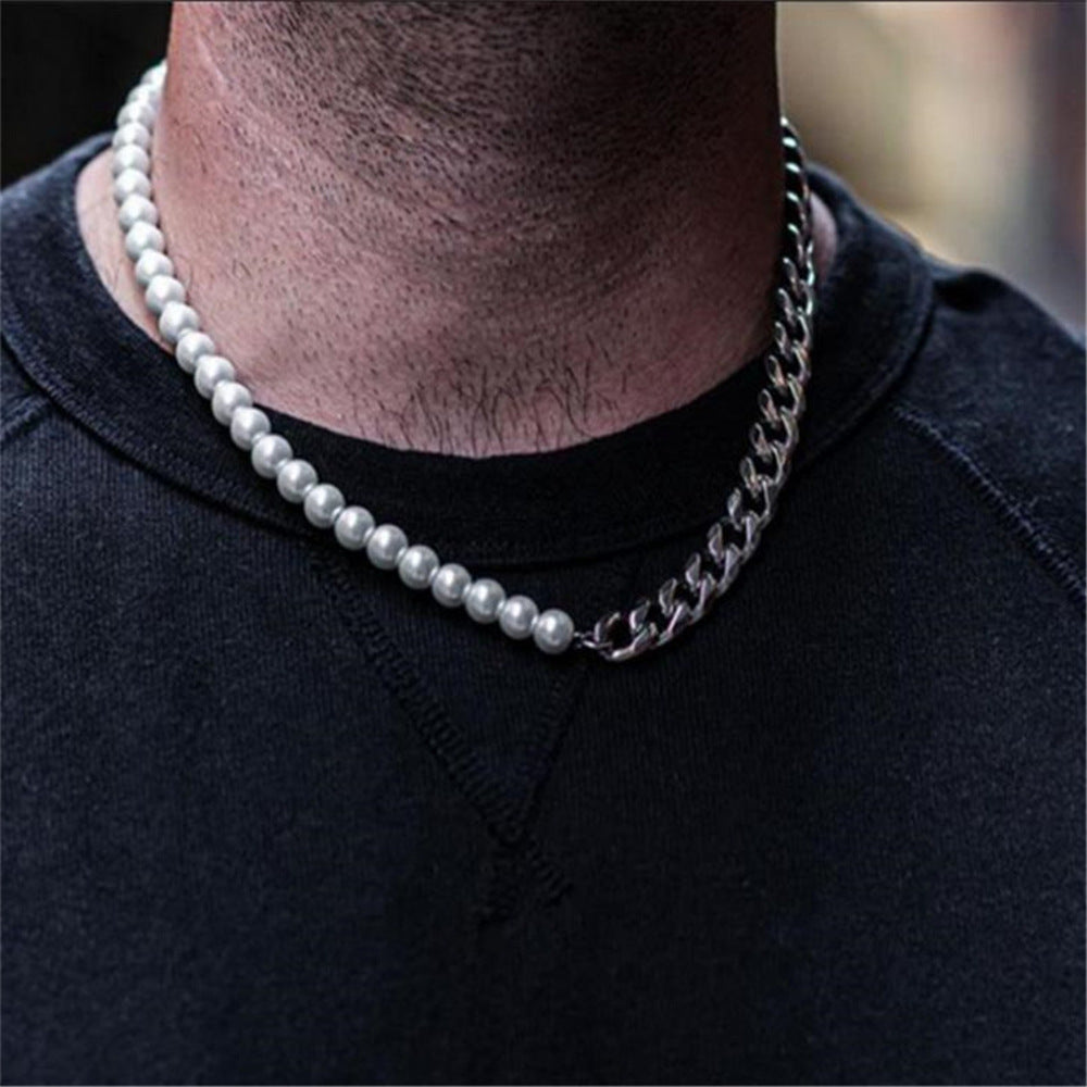 Men's Pearl Chain Bracelet - Minimalist Couple Style