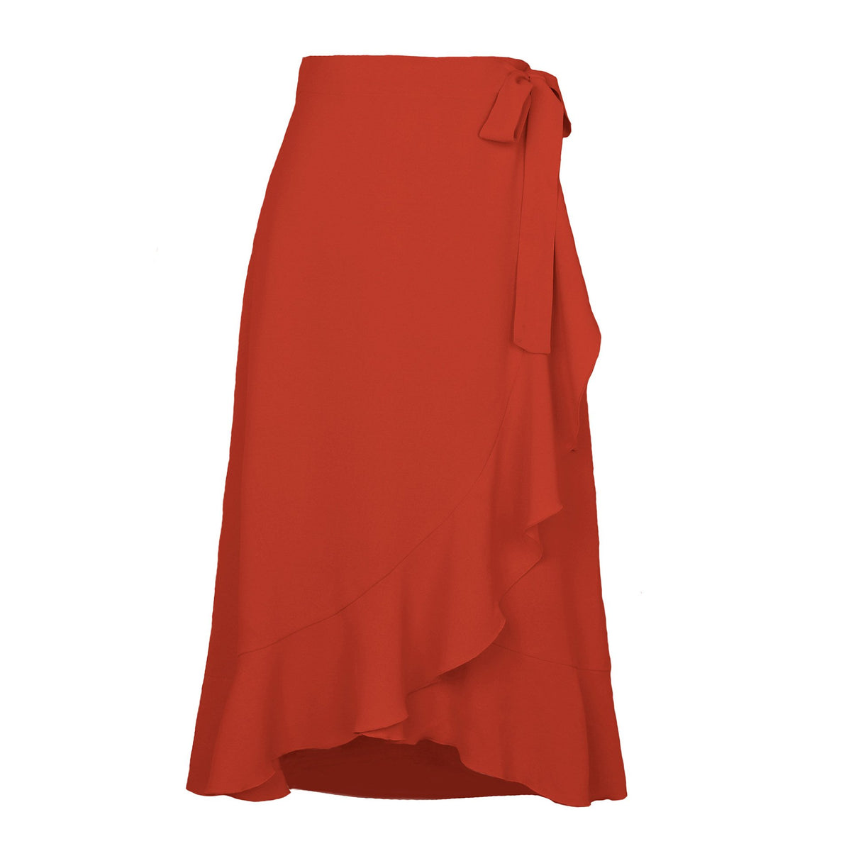 One-Piece Lace-Up Irregular Solid Color Skirt