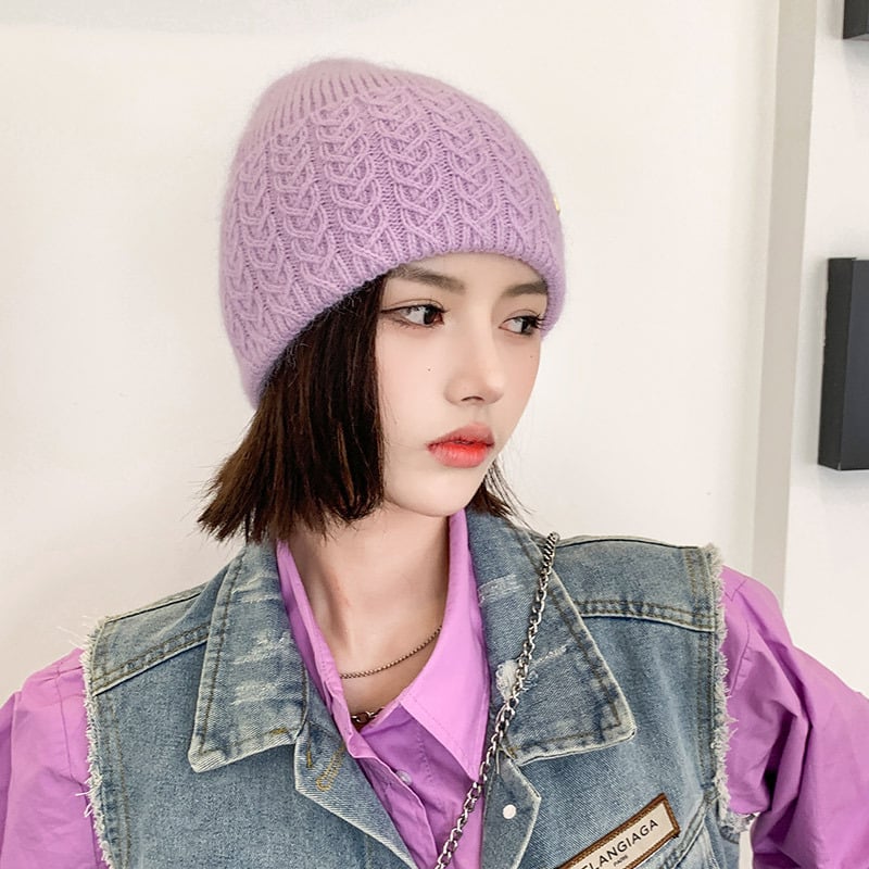 Women's Warm Knitted Wool Hat for Autumn and Winter