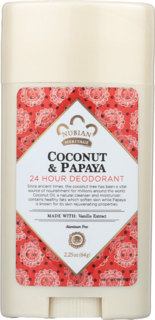 NUBIAN HERITAGE: Coconut and Papaya 24 Hour Deodorant, 2.25 oz