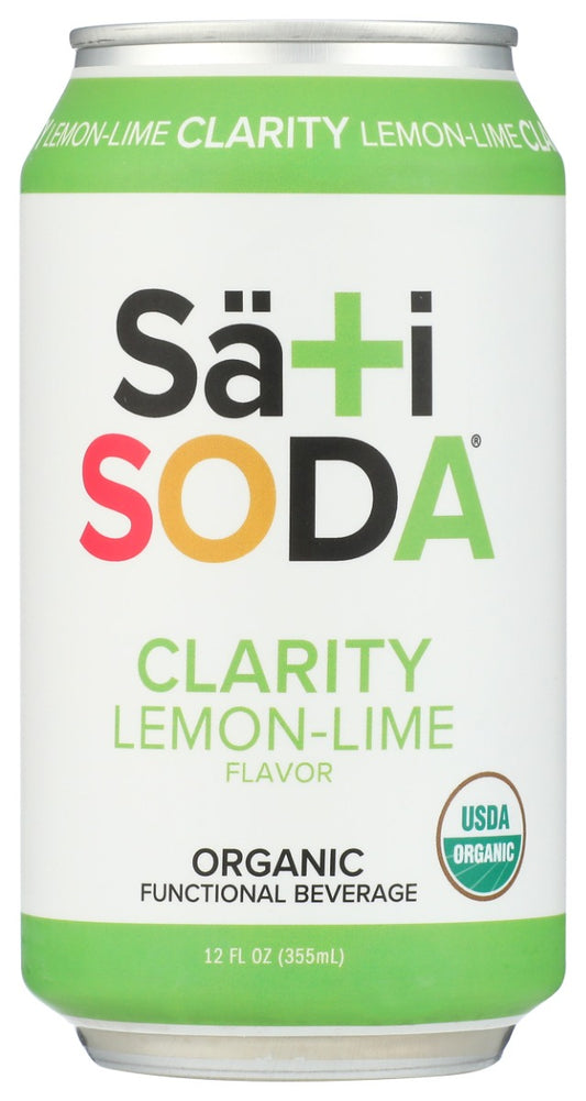 SATI SODA: Organic Clarity Lemon Lime Soda, 12 fo