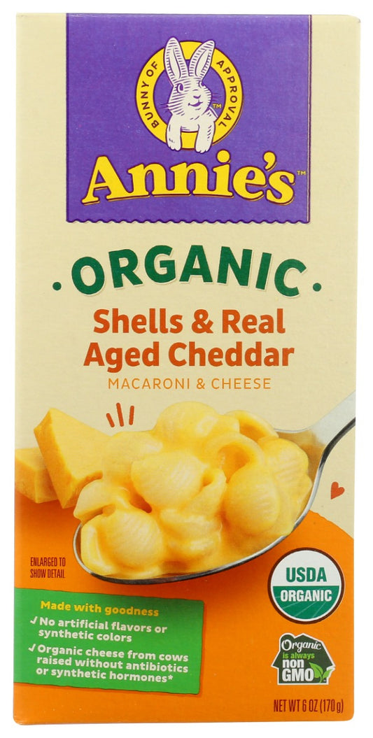 ANNIES HOMEGROWN: Organic Shells and Real Aged Cheddar Mac and Cheese, 6 oz