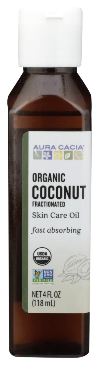 AURA CACIA: Organic Fractionated Coconut Oil, 4 oz