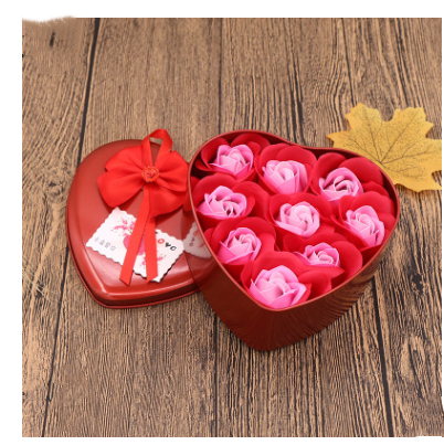 Soap Flower Gift Box with Bear and Heart-shaped Tin