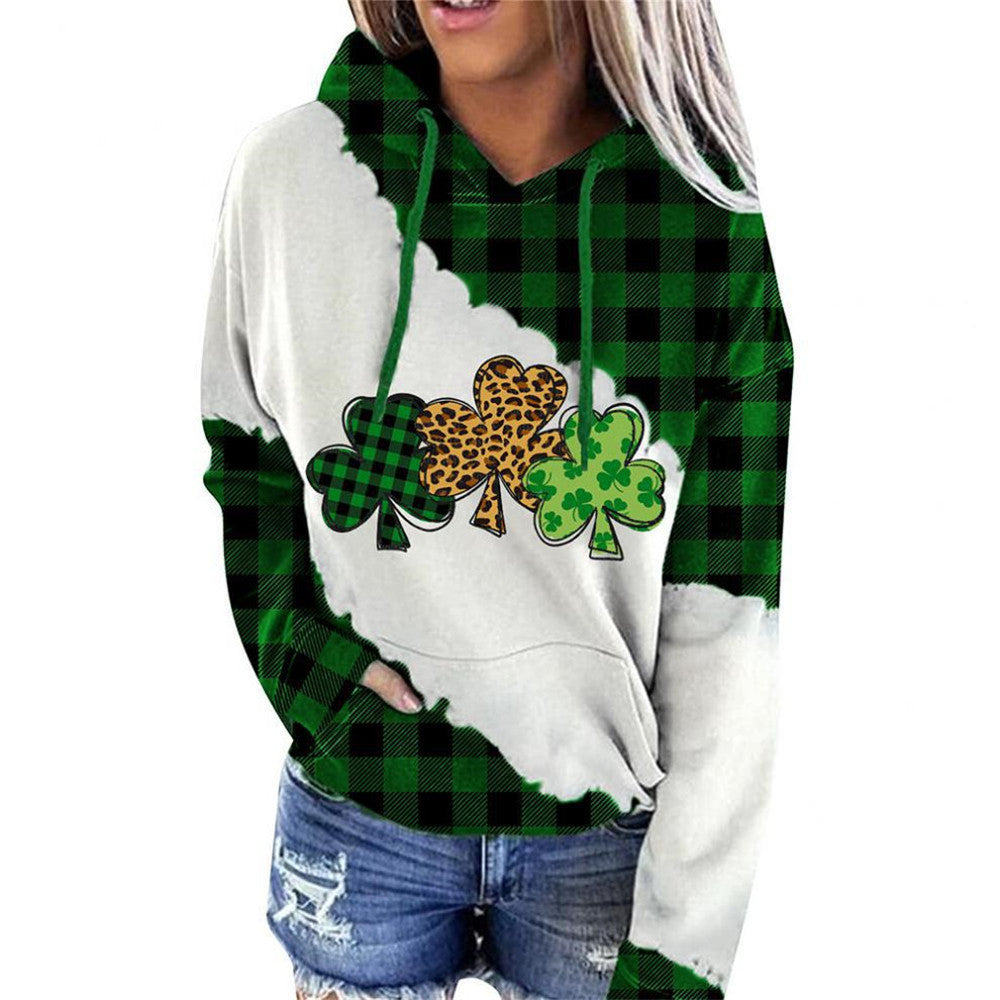 Lucky Grass Print Women's Casual Hoodie Sweatshirt