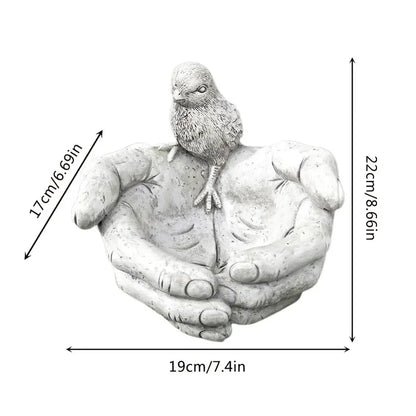 Hand-Shaped Bird Bath and Feeder Resin Garden Ornament