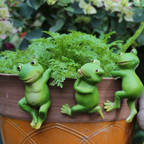 Resin Frog Ornaments for Garden Flower Pot Decoration