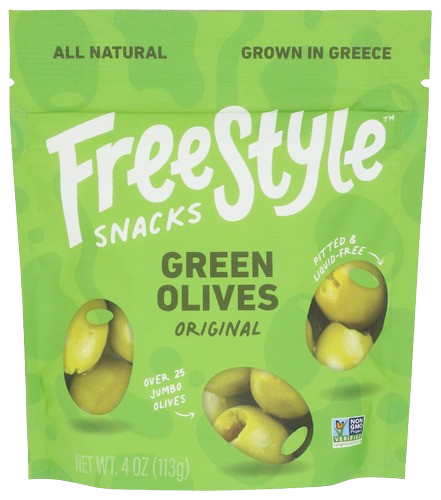 FREESTYLE SNACKS: Green Olives Original, 4 oz