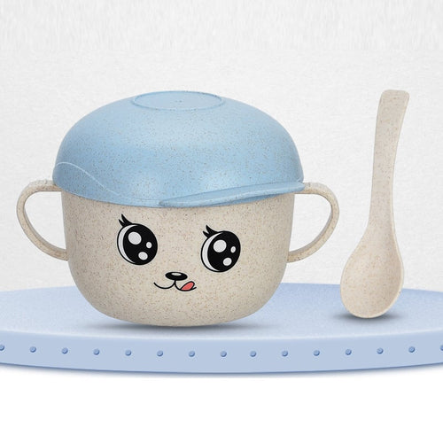 Drop-Proof Children's Bowl with Scalding Spoon & Cover