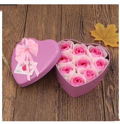 Soap Flower Gift Box with Bear and Heart-shaped Tin