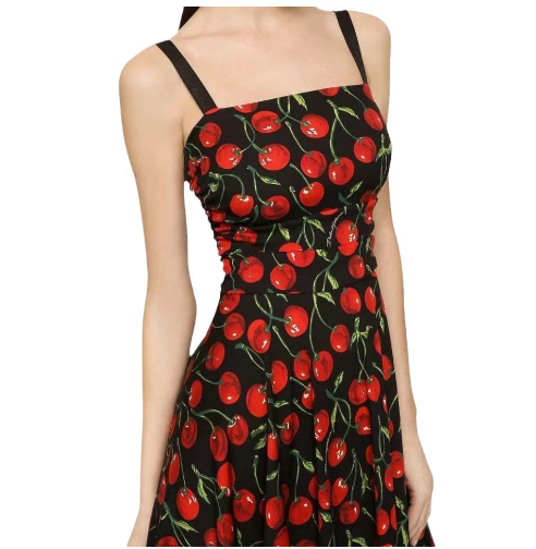 Floral Printed Cherry Belt Dress