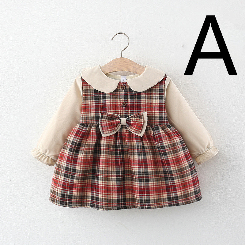 Girls Plaid Fleece Skirt with Bow-knot Detail