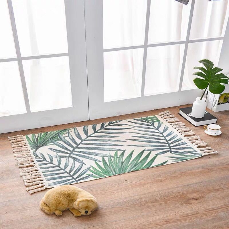 Nordic Style Cotton Linen Area Rug for Home Entrance