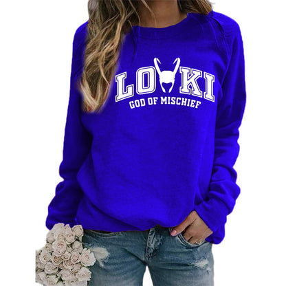 Women's Printed Crew Neck Sweatshirt - Loose Fit Fashion