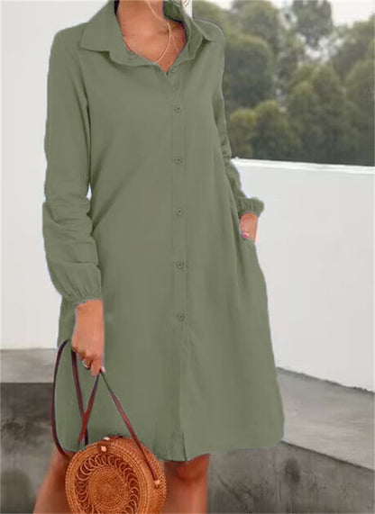 Long Sleeve Solid Color Cardigan with Skirt for Women