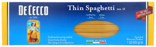 DE CECCO: Thin Spaghetti No 11 Pasta, 16 oz