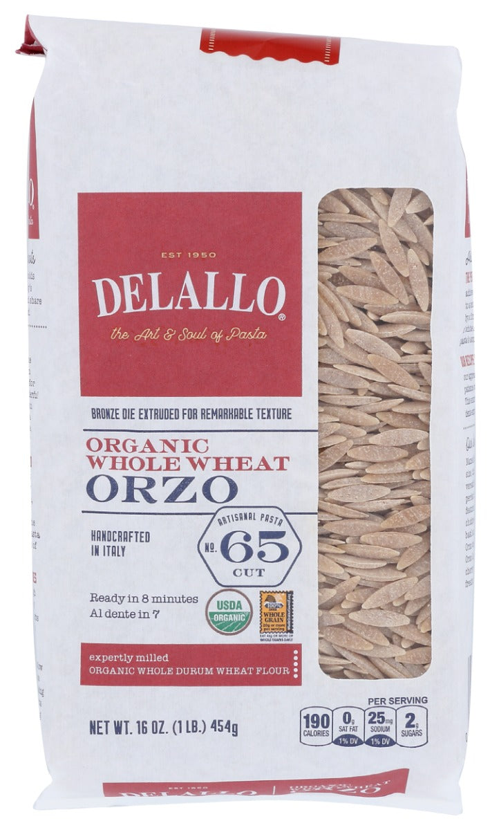 DELALLO: Whole Wheat Orzo Pasta, 16 oz