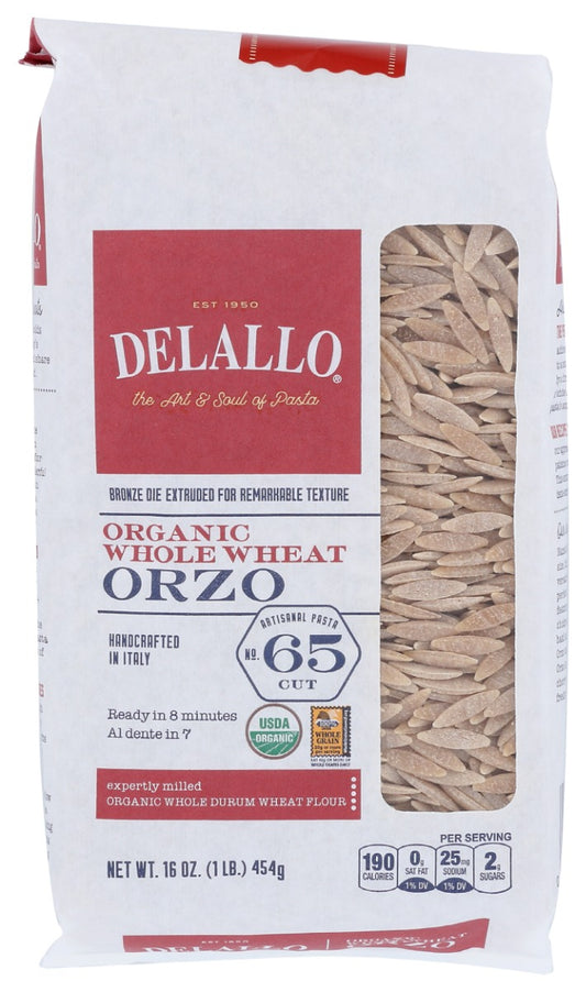 DELALLO: Whole Wheat Orzo Pasta, 16 oz