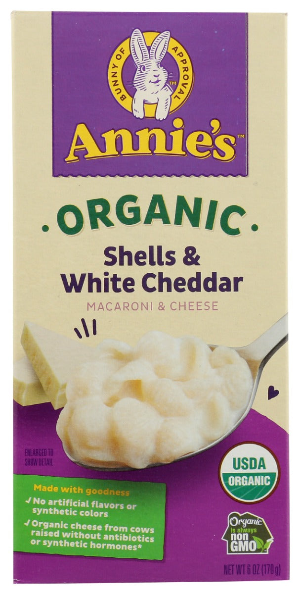 ANNIES HOMEGROWN: Organic Shells and White Cheddar Mac and Cheese, 6 oz