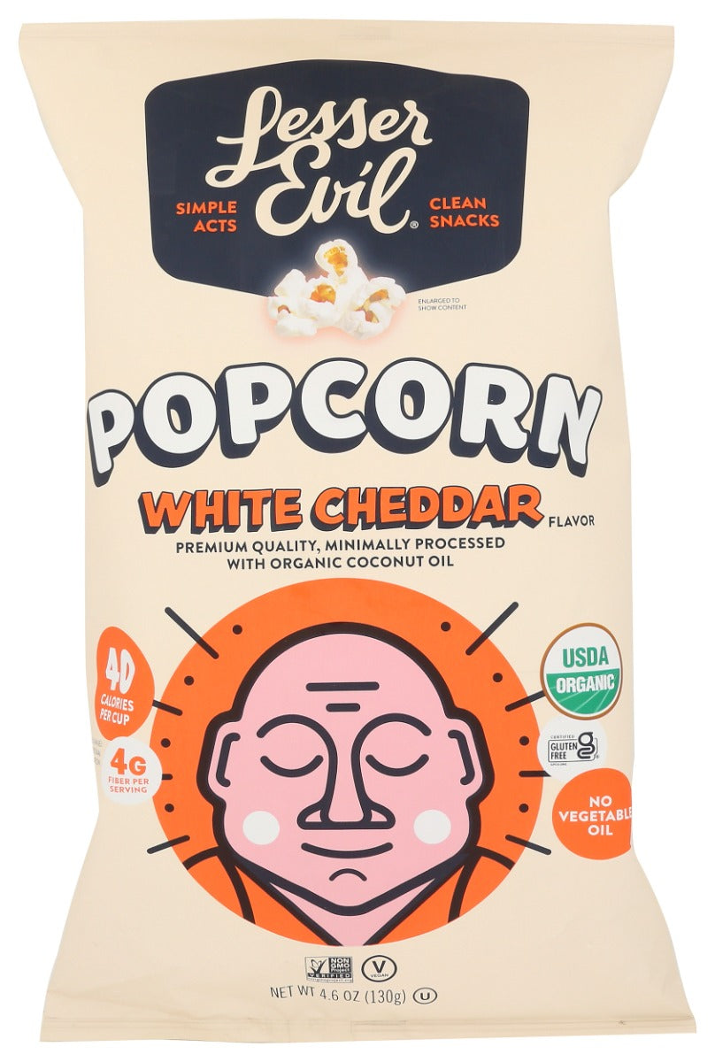 LESSER EVIL: Organic White Cheddar Flavor Popcorn, 4.6 oz