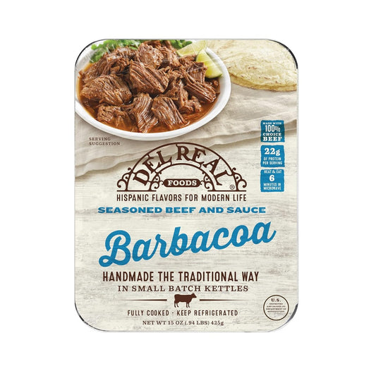 DEL REAL FOODS: Barbacoa Seasoned Beef and Sauce, 15 oz