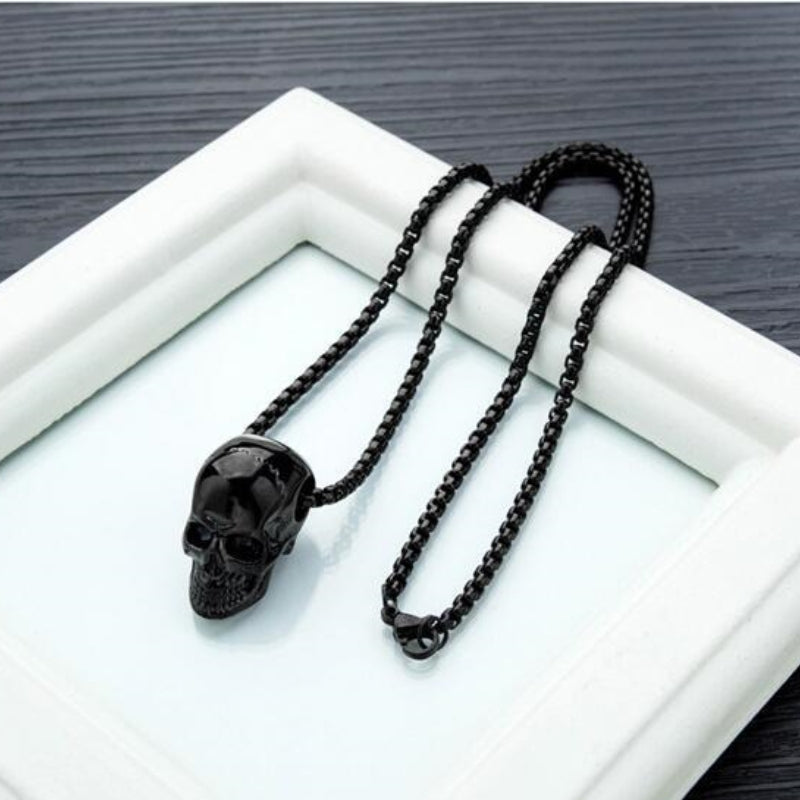 Personalized Stainless Steel Skull Pendant Necklace
