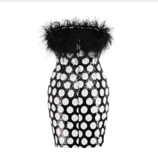Elegant Off-the-Shoulder Feather Tube Mini Dress