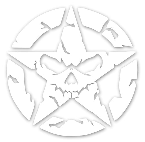 UR Impressions Star Skull Face Decal Sticker Vinyl Graphics for Car Truck SUV Motorcycle Window|White|5.5 inch|URI084