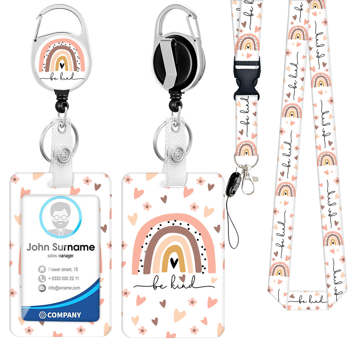 Zinc Alloy Rainbow Lanyard with PVC ID Card Holder