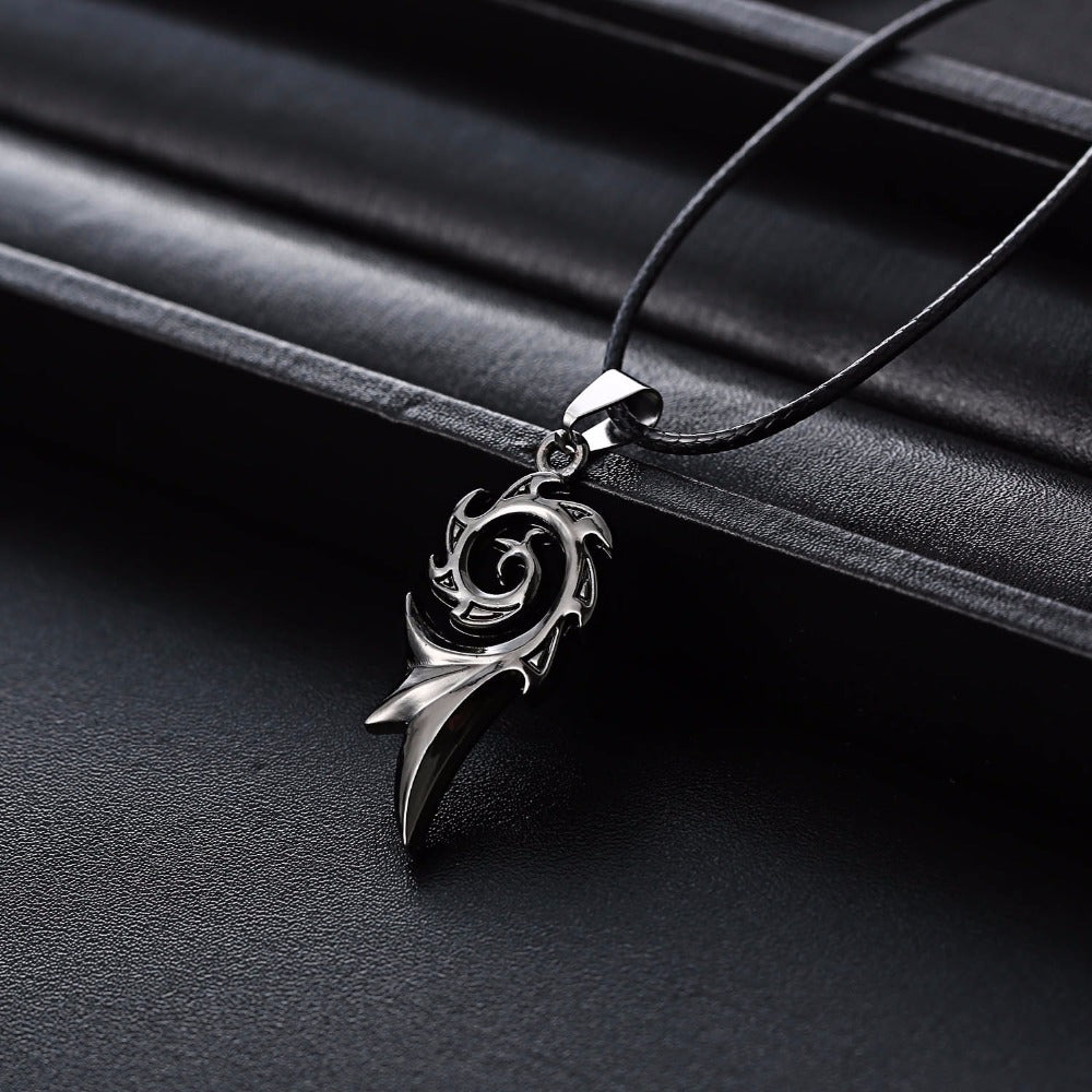 Men's Punk Dragon Flame Pendant Necklace with Chain