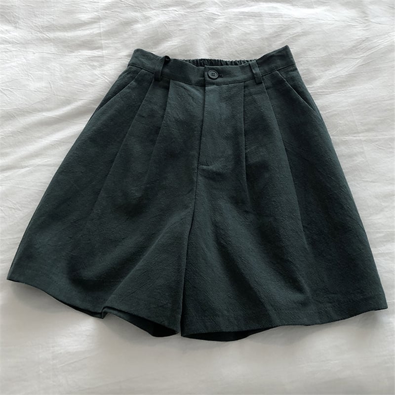 Retro High Waist Slim Linen Wide Leg Trousers