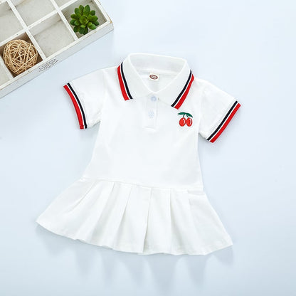 Short Sleeve Pleated Skirt Dress for Girls