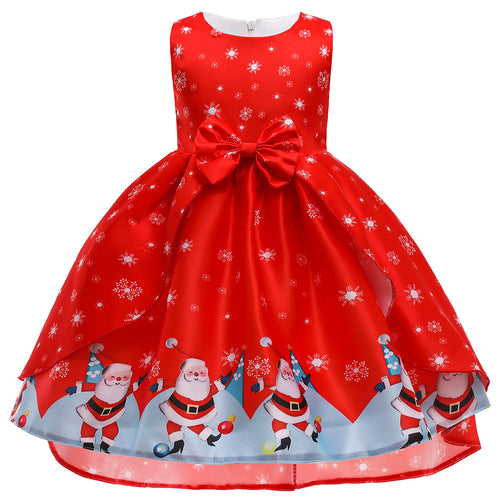 Christmas Dress Print for Princess Santa Claus Girl