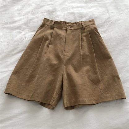 Retro High Waist Slim Linen Wide Leg Trousers