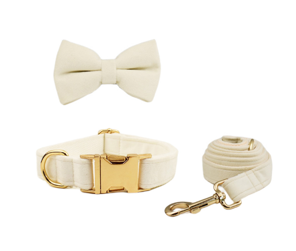Velvet Pet Collar with Traction Rope
