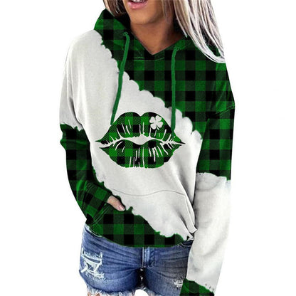 Lucky Grass Print Women's Casual Hoodie Sweatshirt